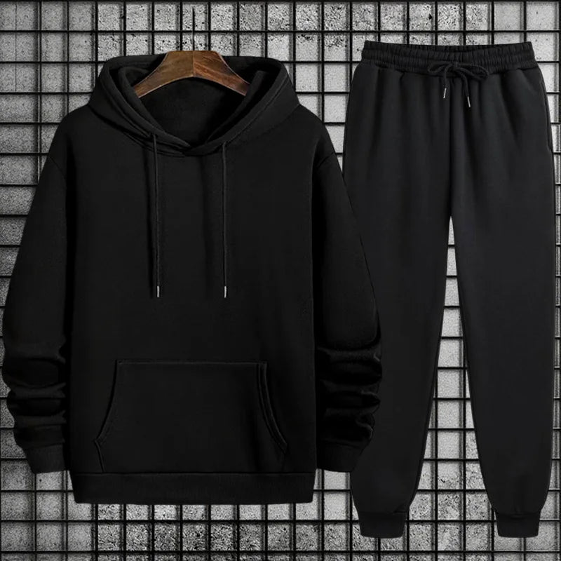 Effen joggingpak met hoodie - afbeelding 2