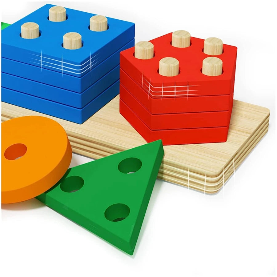Montessori houten sorteer- en stapelpuzzel