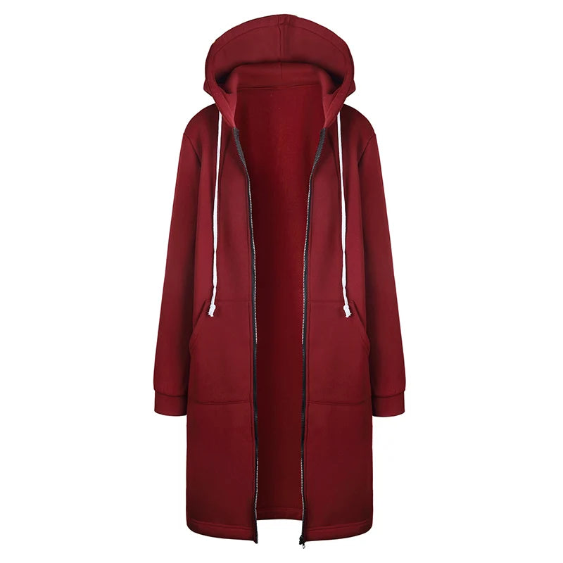 Lang hoodievest met rits - afbeelding 3