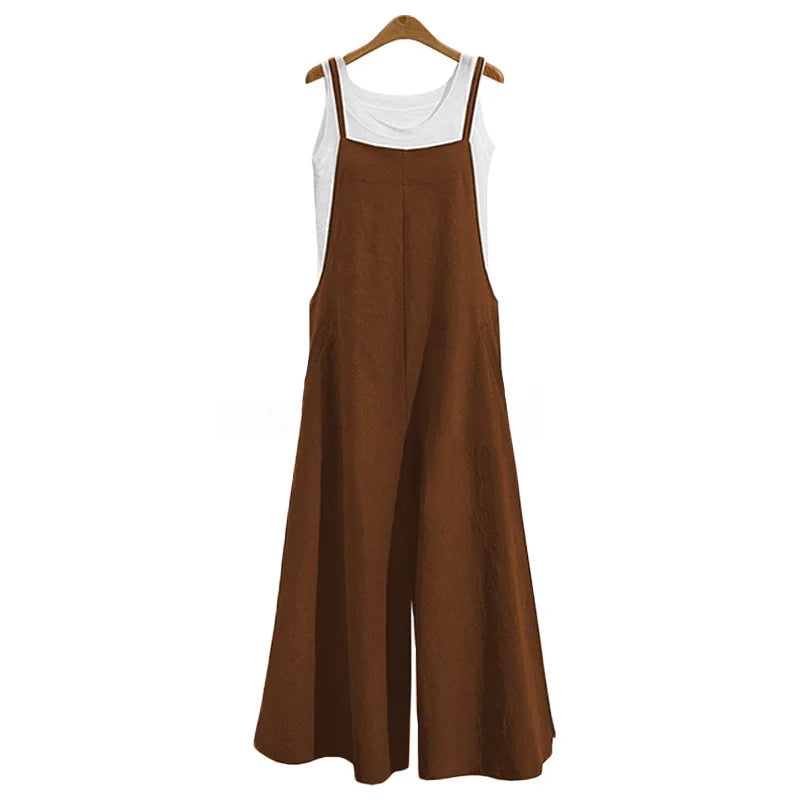 Dames wide-leg jumpsuit met bandjes