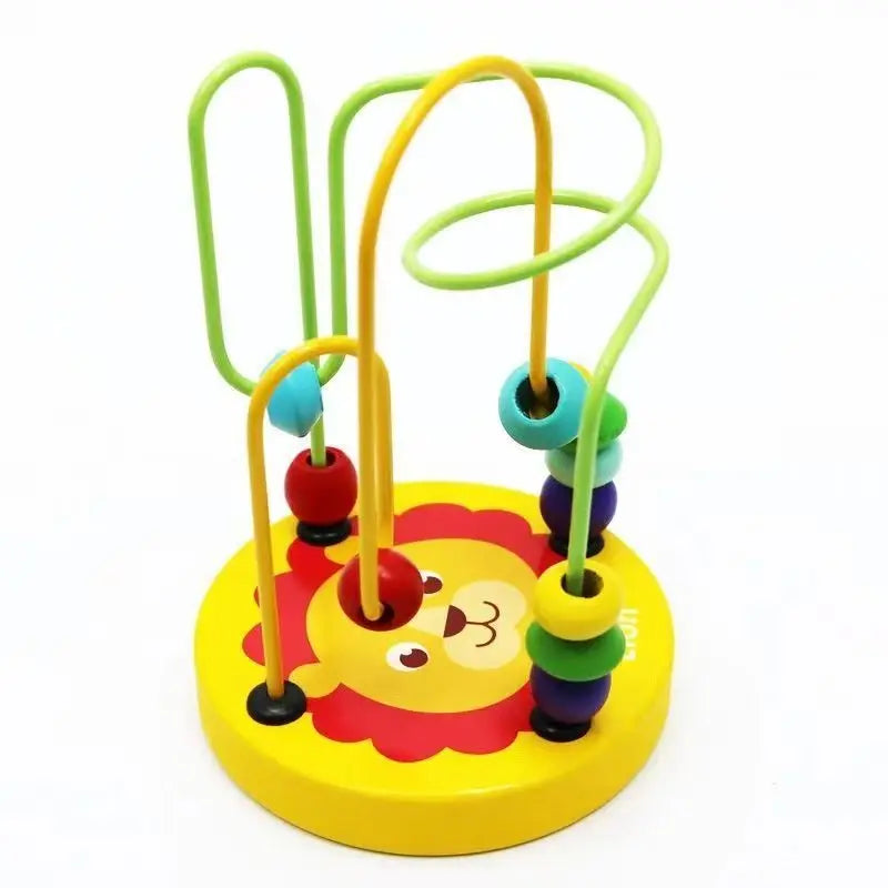 Montessori houten rollercoaster met kralendoolhof en telraam