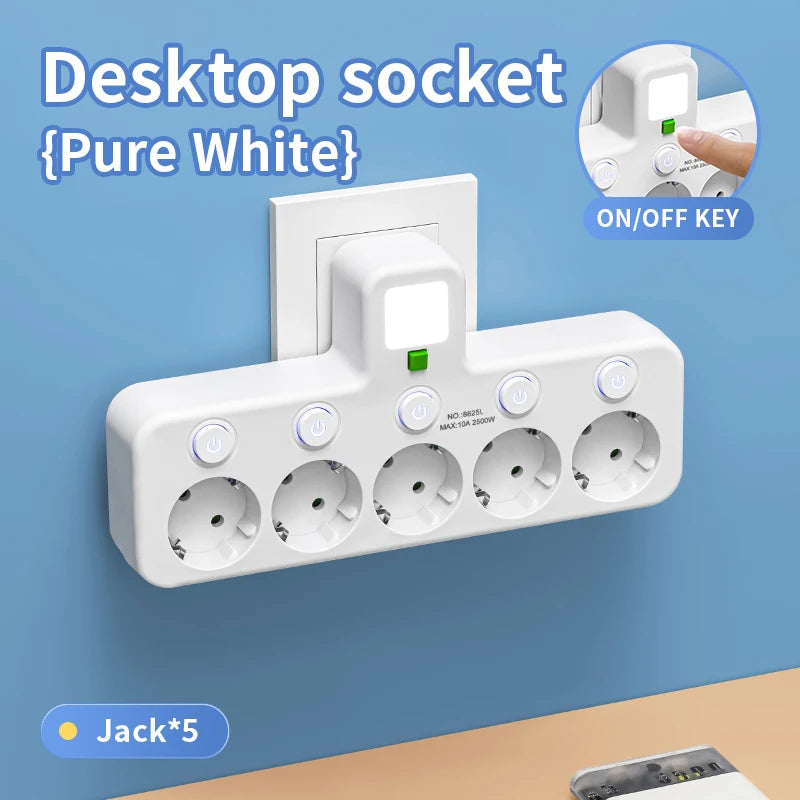 EU stekkerdoos met 4 stopcontacten, 2 USB-poorten en 1 USB-C-poort