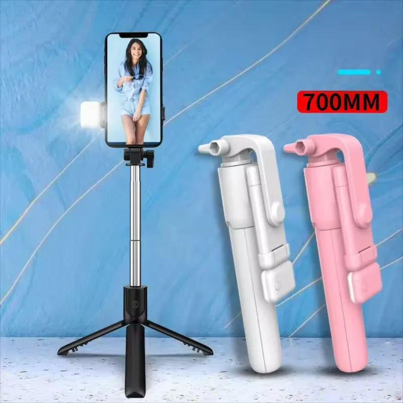 Draadloze selfie stick tripod met Bluetooth afstandsbediening en beauty fill light