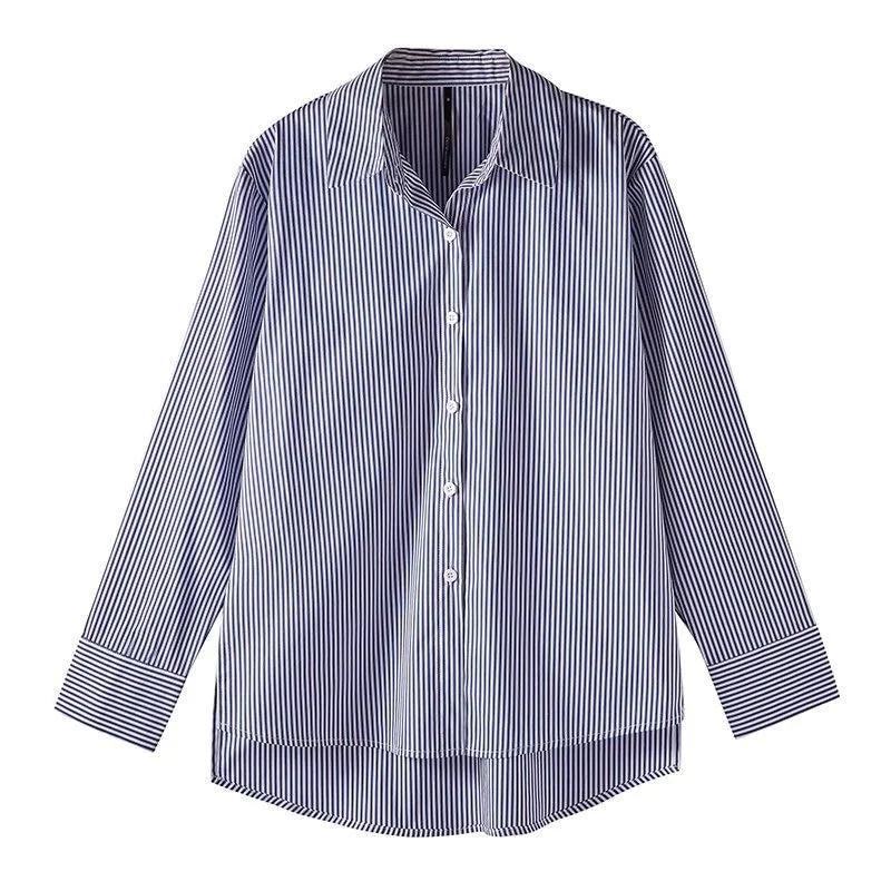 Gestreepte oversized blouse - afbeelding 4