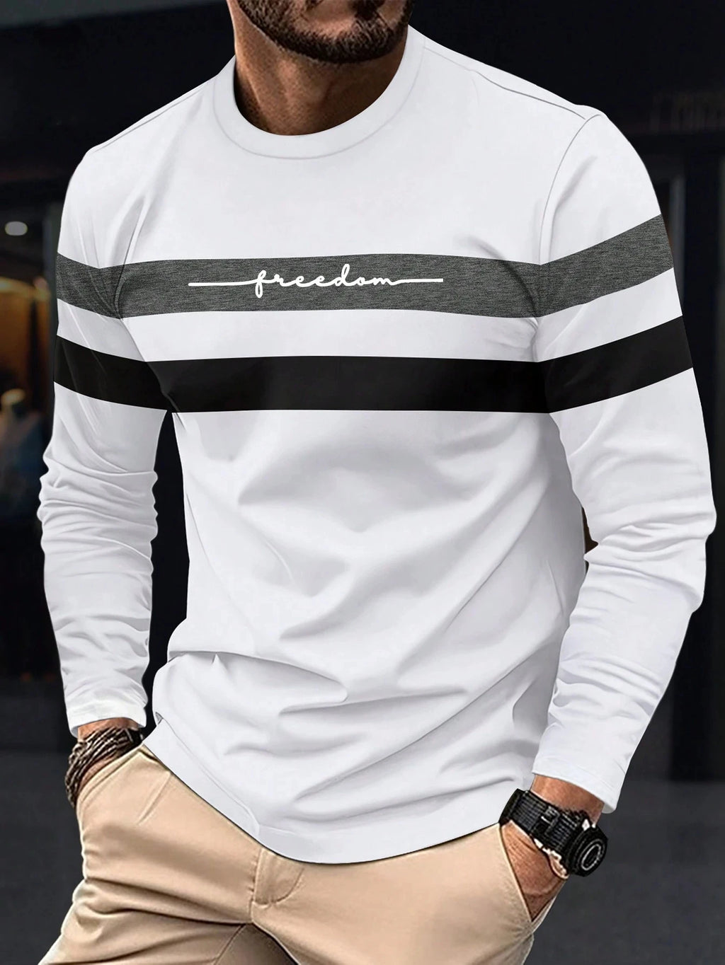 Gestreepte longsleeve met ronde hals - afbeelding 3
