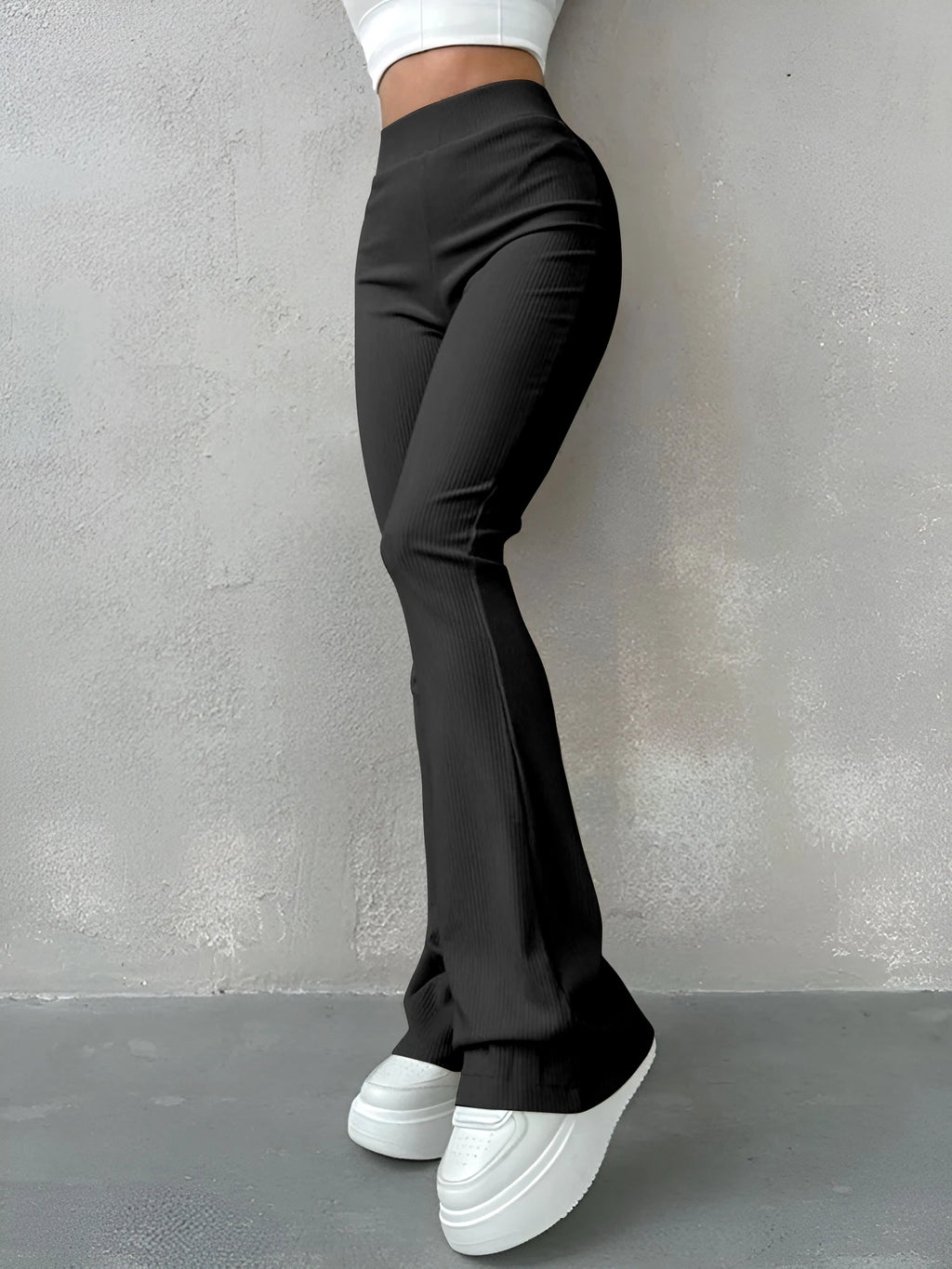 Dames ribbed flared pants