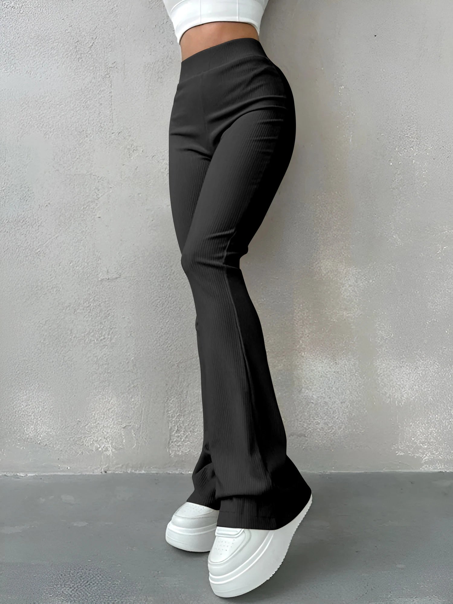 Dames ribbed flared pants