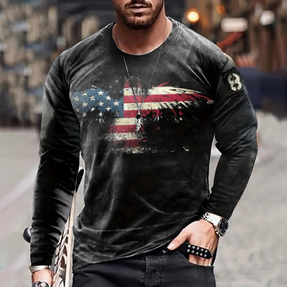 Vintage longsleeve met vlagprint - afbeelding 14