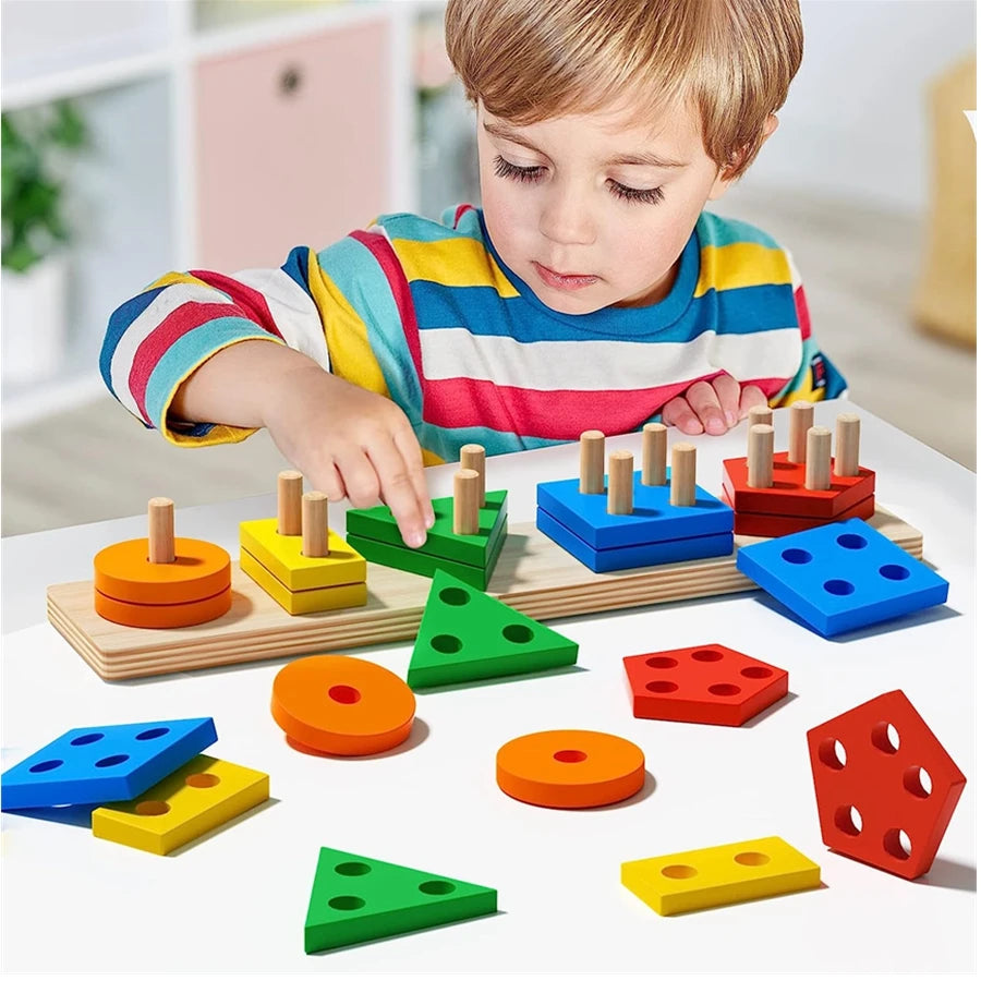 Montessori houten sorteer- en stapelpuzzel