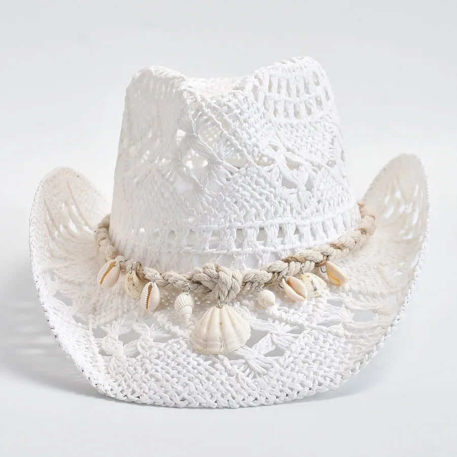 Handgeweven strohoed met schelpdecoratie