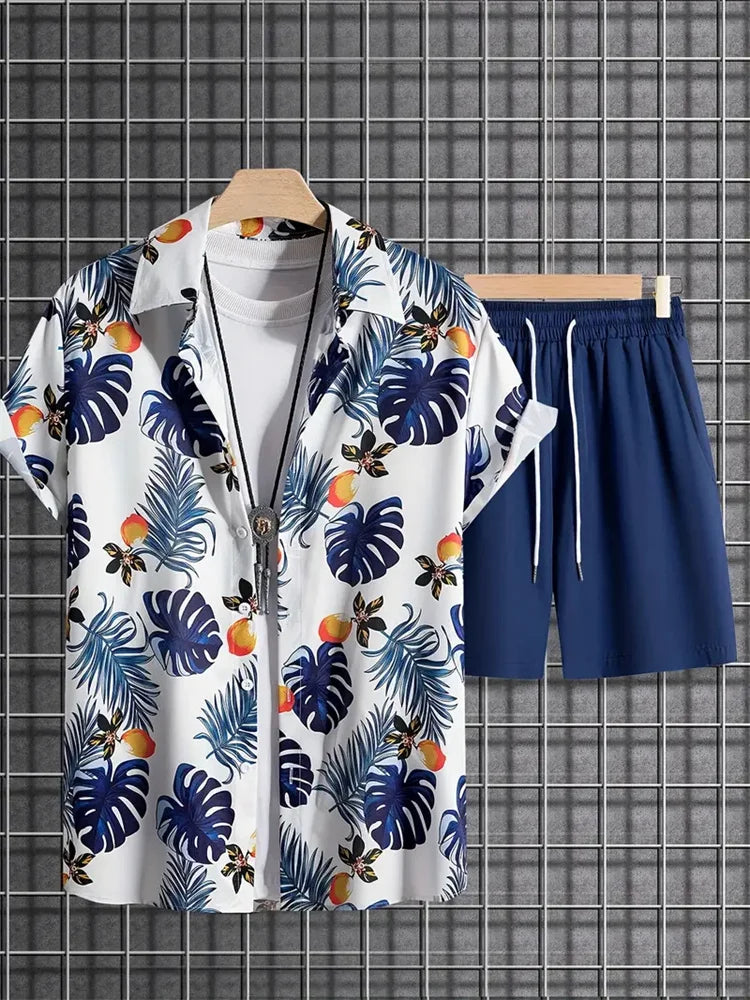 Hawaiiaanse heren 2-delige set met bladprint