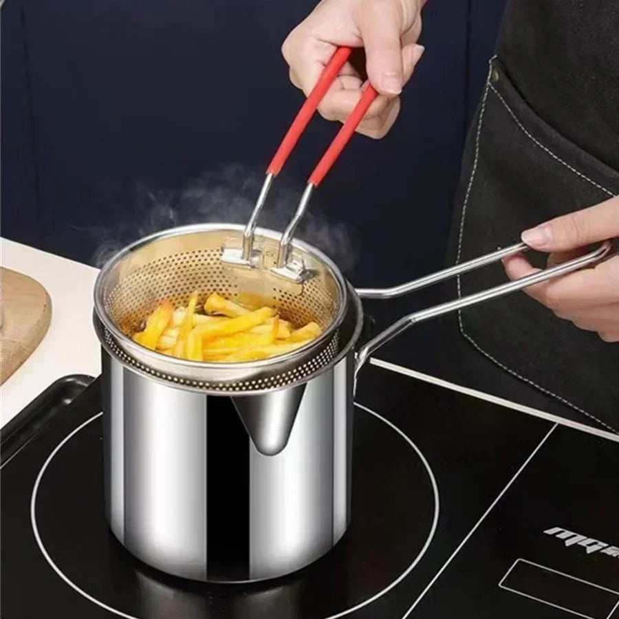 Roestvrijstalen friteusepan met uitneembaar filterrek