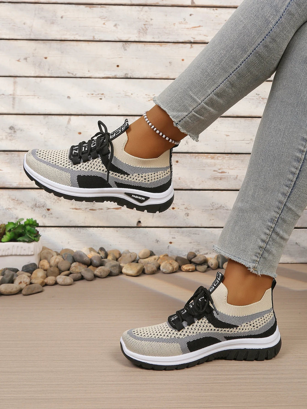 Tweekleurige gebreide sneakers - afbeelding 13