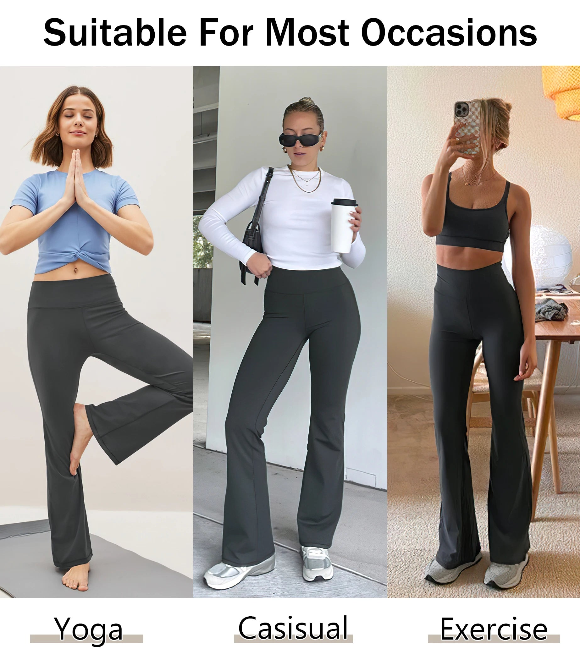 High waisted flared yoga pants voor dames