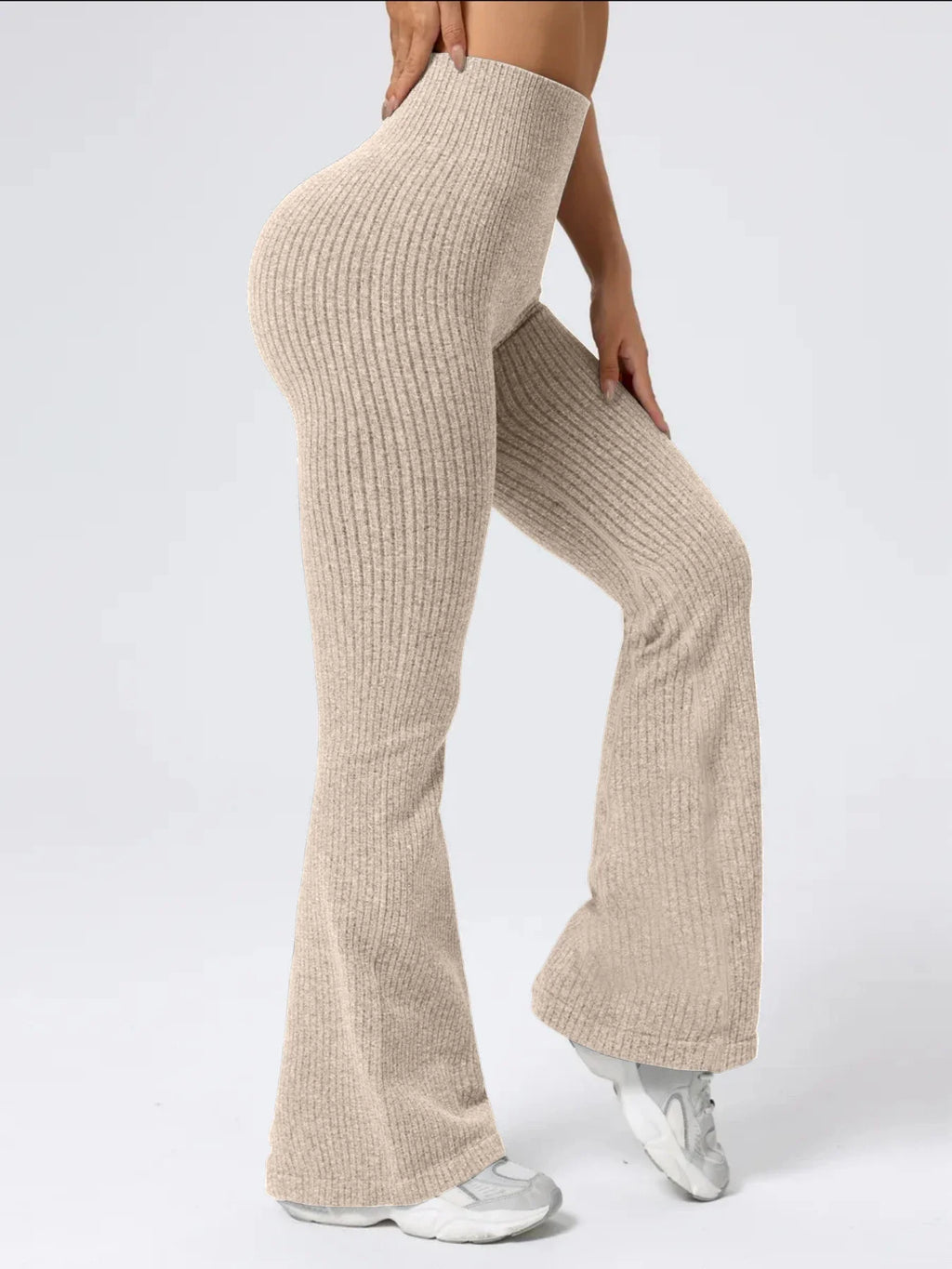 High-waist stretchy bell bottom broek voor dames