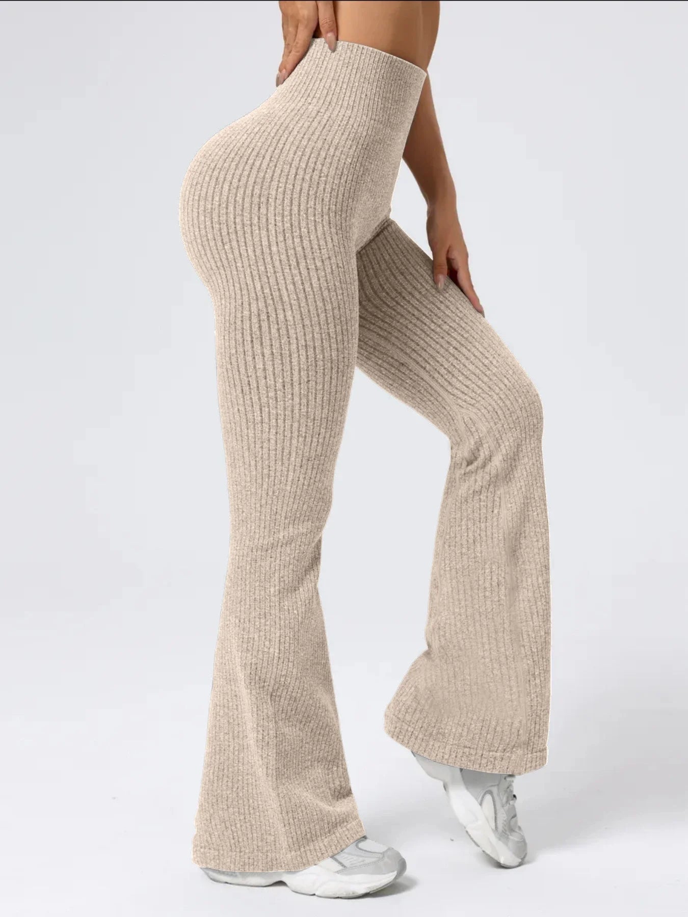 High-waist stretchy bell bottom broek voor dames