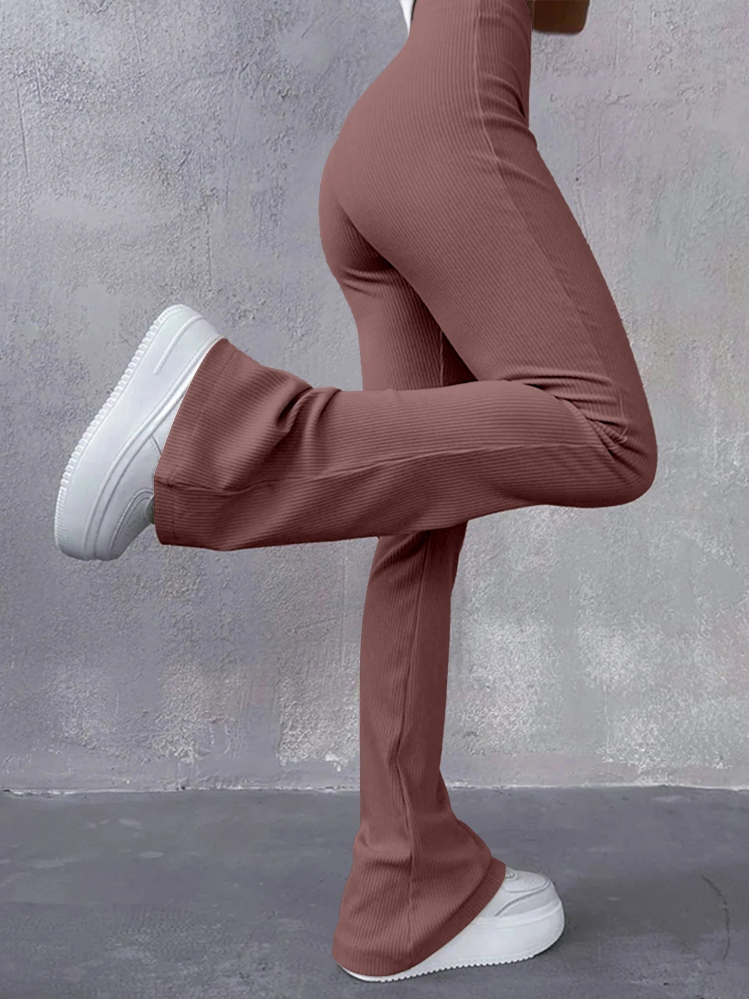 Dames ribbed flared pants