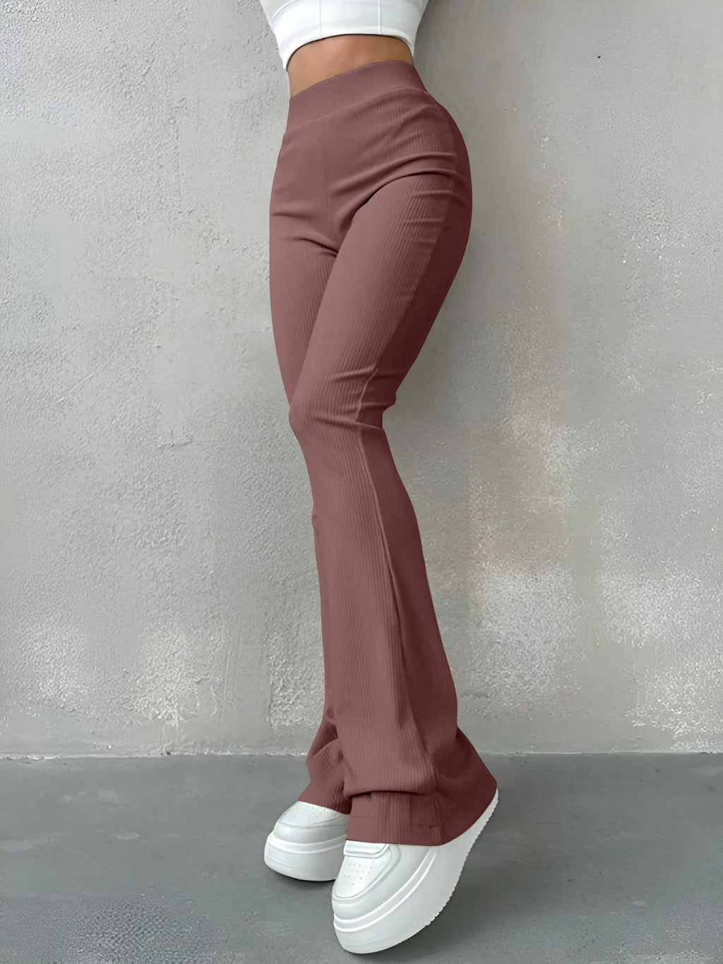 Dames ribbed flared pants