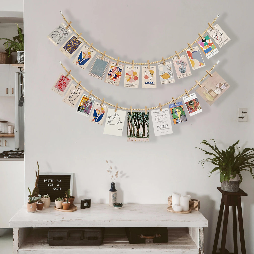 Hangende fotodisplay wanddecoratie