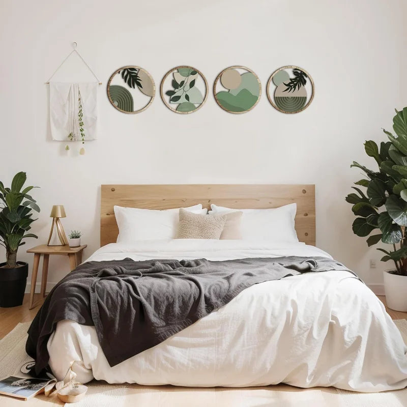 4-delige bohemian houten wanddecoratieset