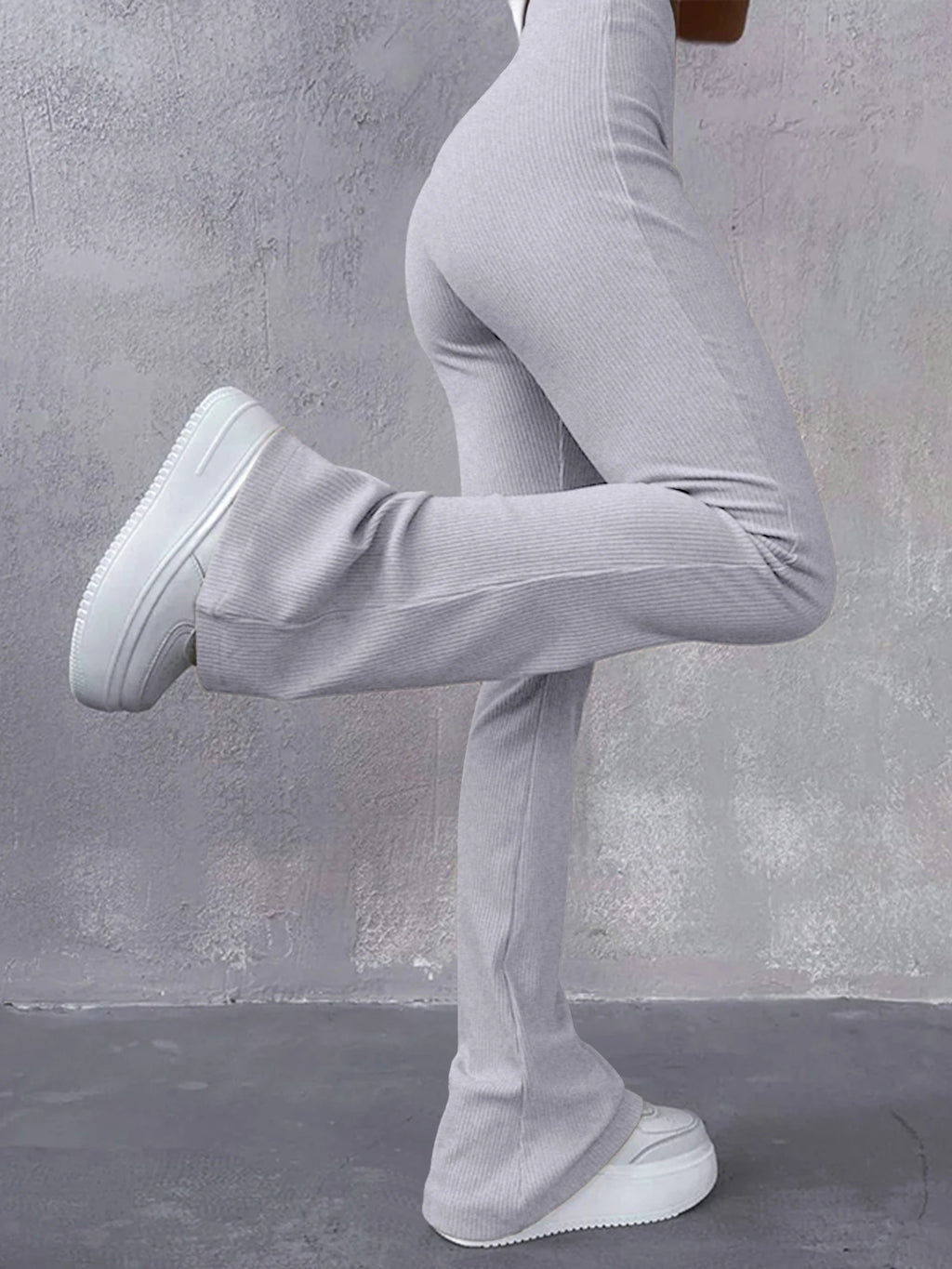 Dames ribbed flared pants