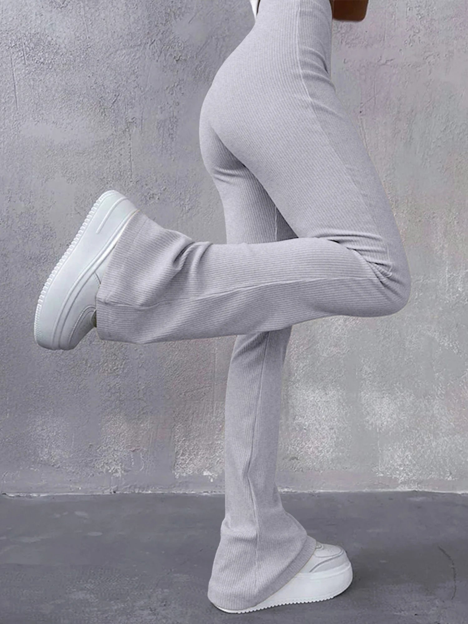 Dames ribbed flared pants