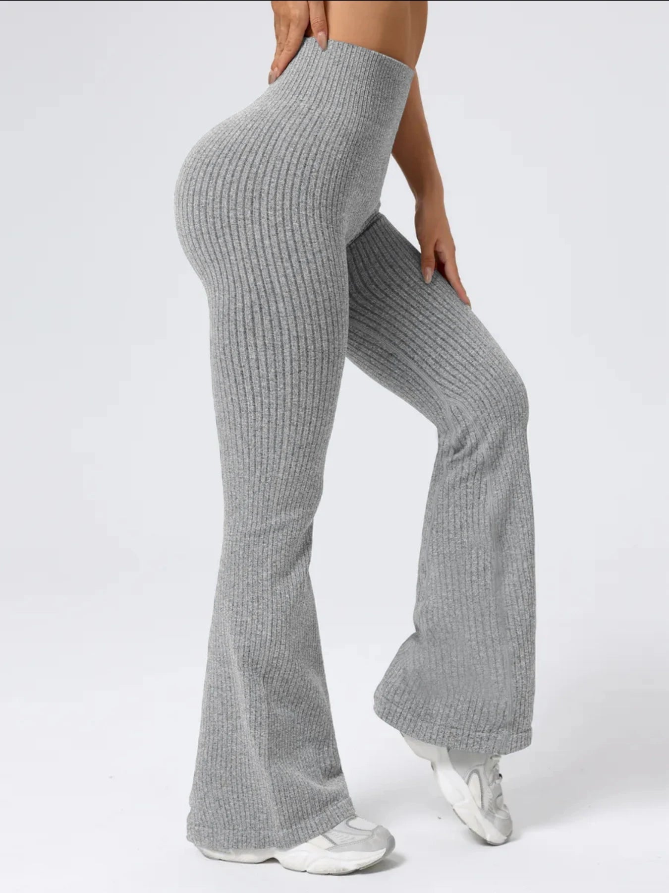 High-waist stretchy bell bottom broek voor dames