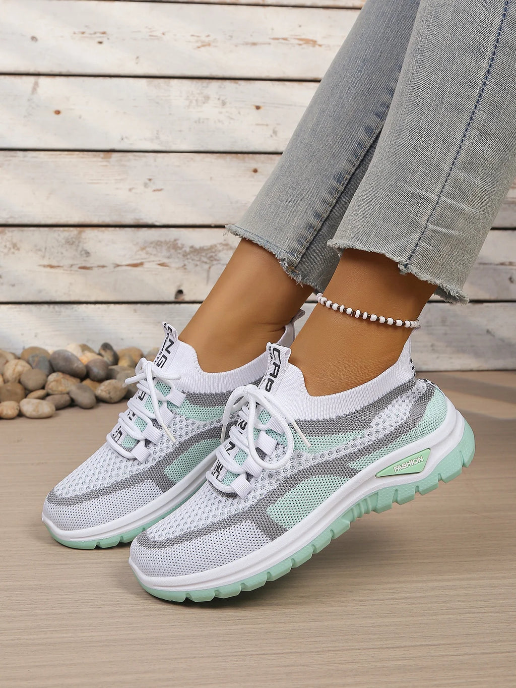 Tweekleurige gebreide sneakers - afbeelding 15