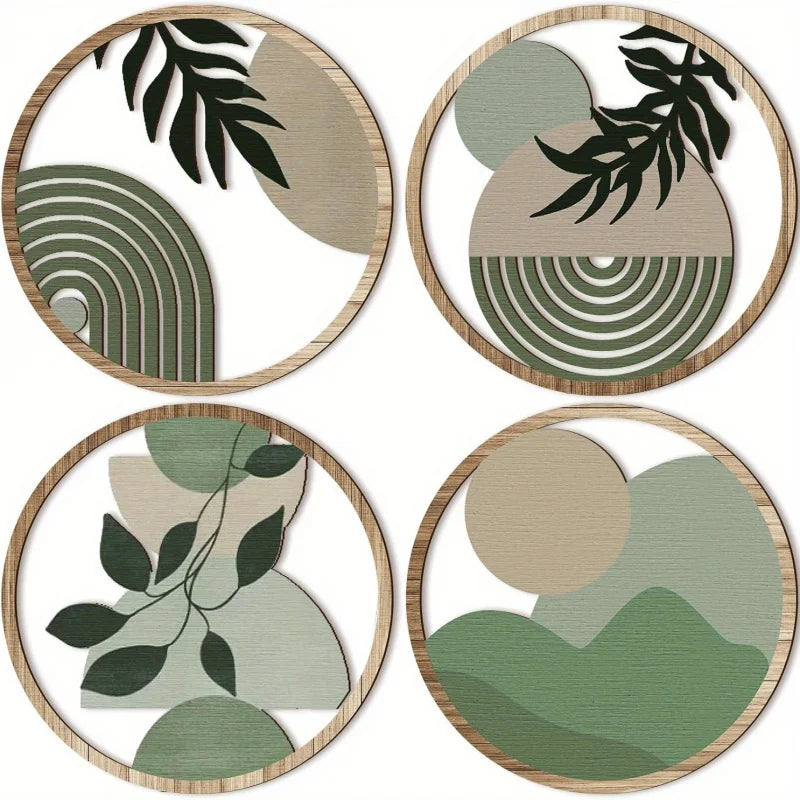 4-delige bohemian houten wanddecoratieset