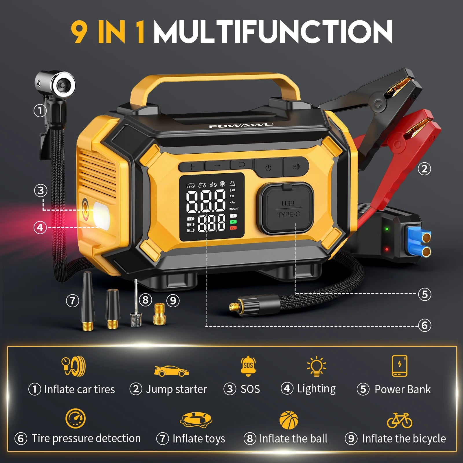 Jumpstarter 8000A met compressor (FOWAWU)