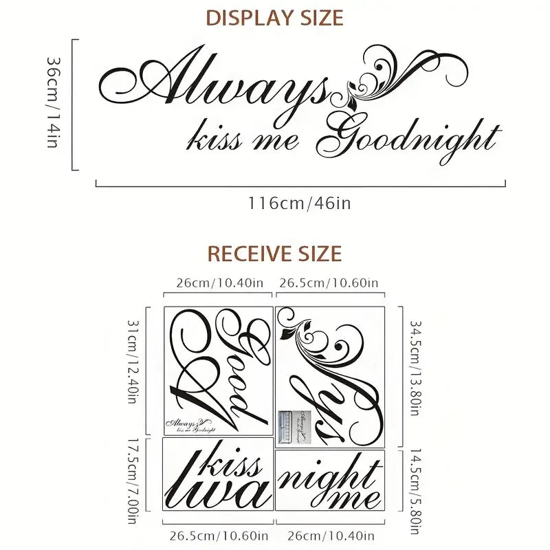 Always Kiss Me Goodnight” muurdecoratie