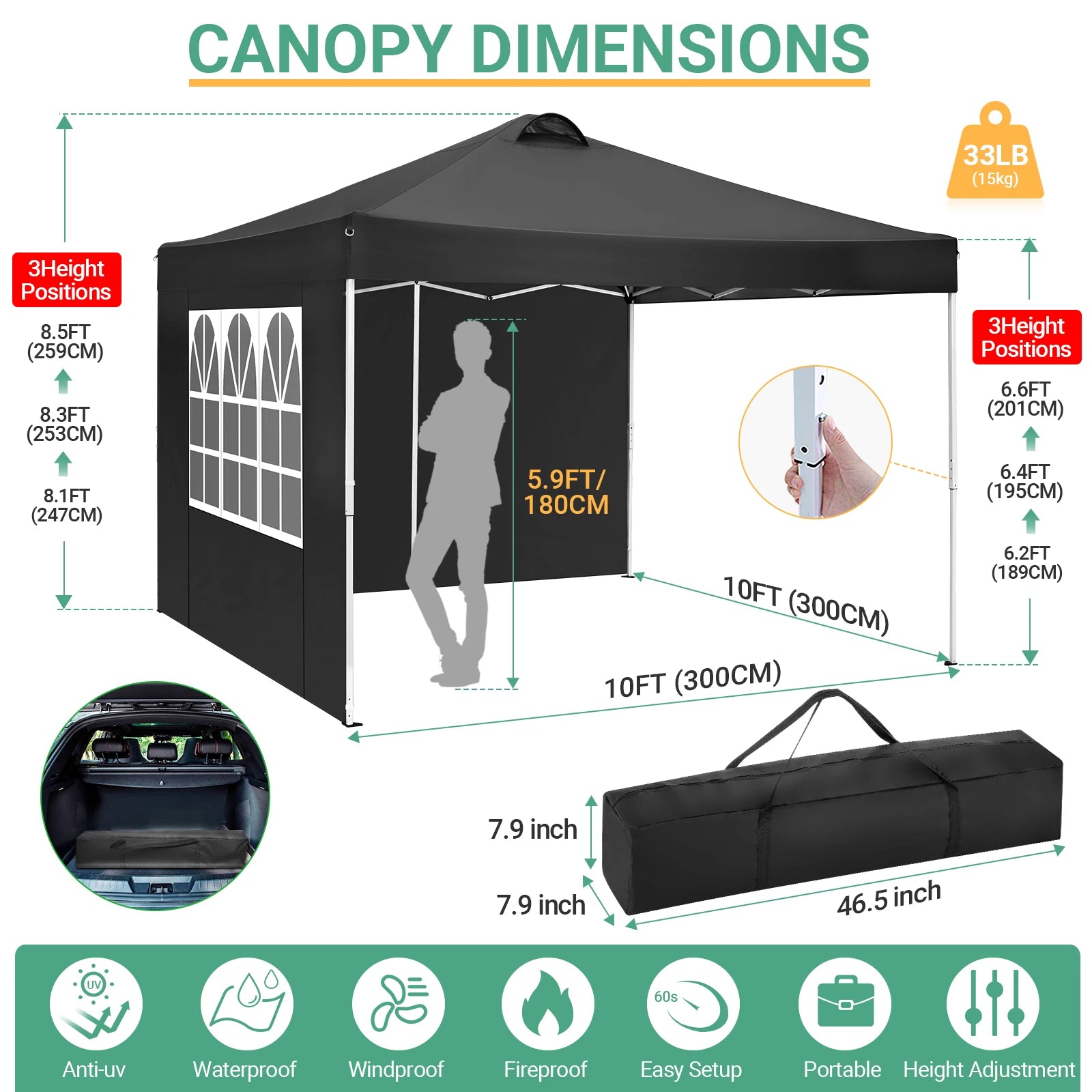 10x10 Pop Up Canopy Tent met zijwanden