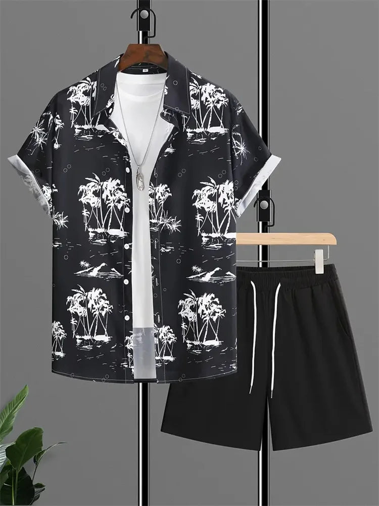 Hawaiiaanse heren 2-delige set met bladprint