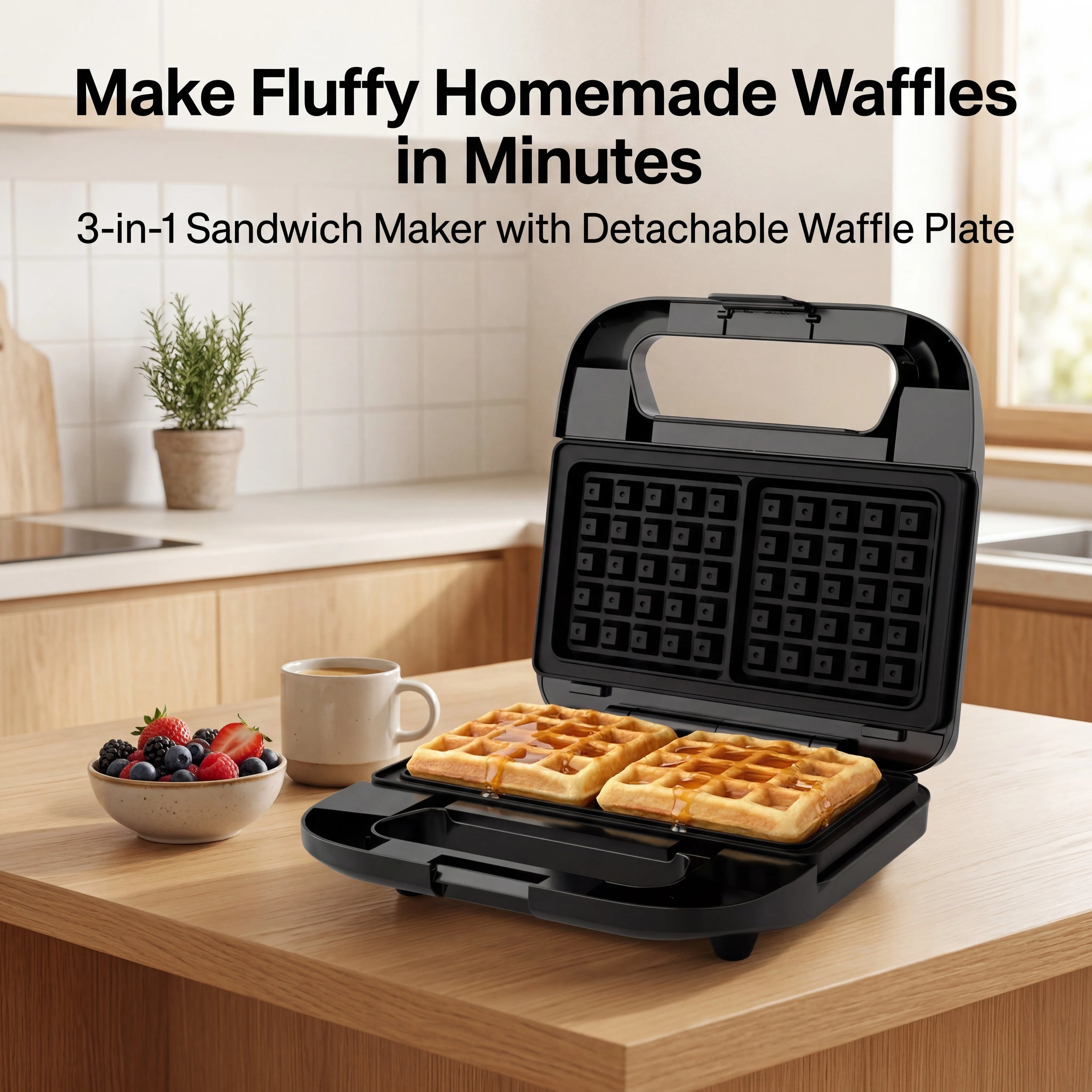 3-in-1 sandwichmaker, panini press en wafelijzer