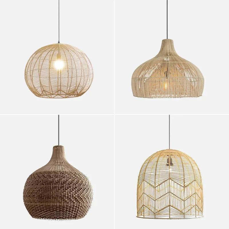 Handgeweven rotan LED hanglamp