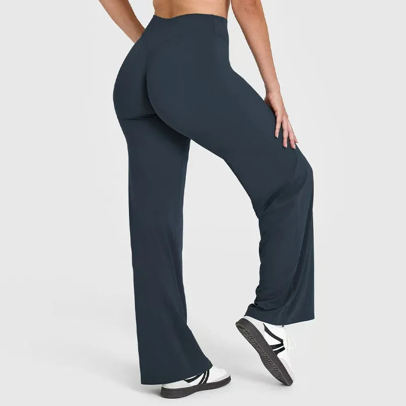 High waisted straight leg yoga pants voor dames