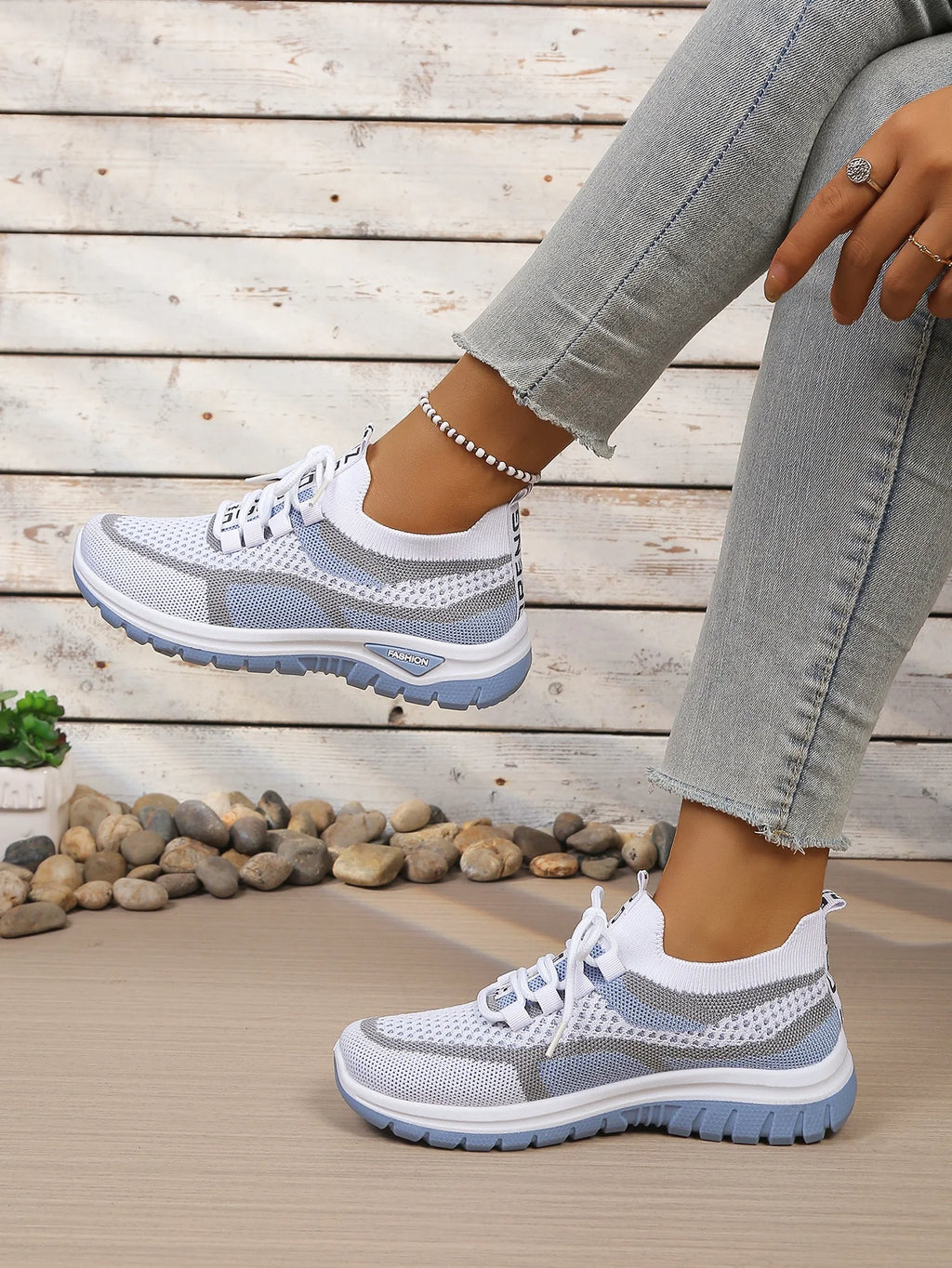Tweekleurige gebreide sneakers - afbeelding 21