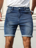 Heren denim shorts met blauwe retro uitstraling