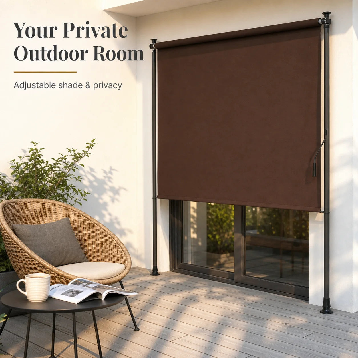Buitenrolgordijn voor zonwering en privacy (120x270cm)