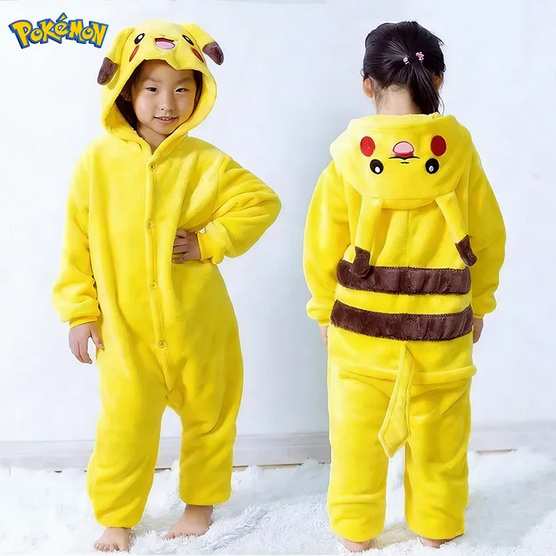 Pikachu warme flanellen onesie voor kinderen