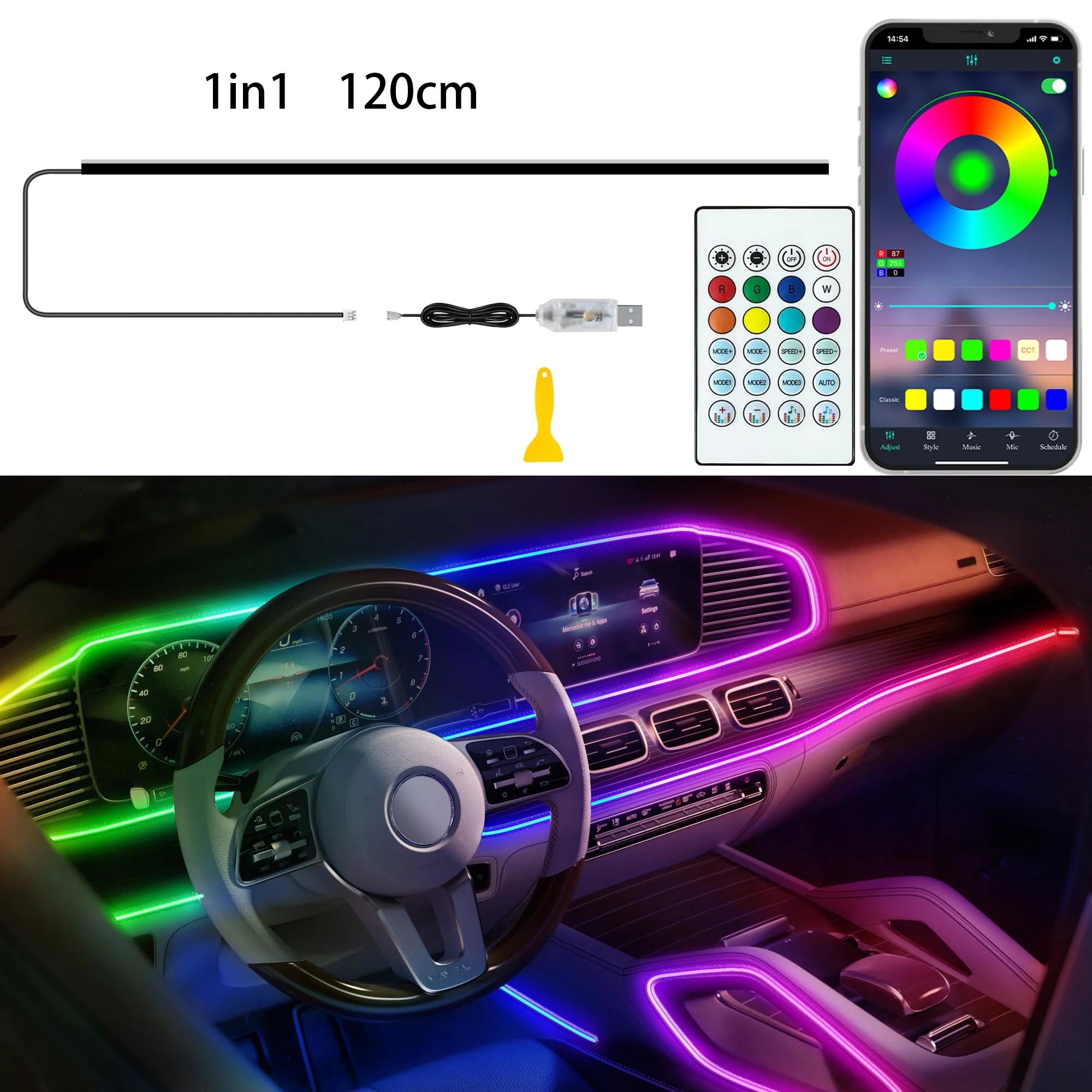 RGB Ambient LED Sfeerverlichting voor Tesla