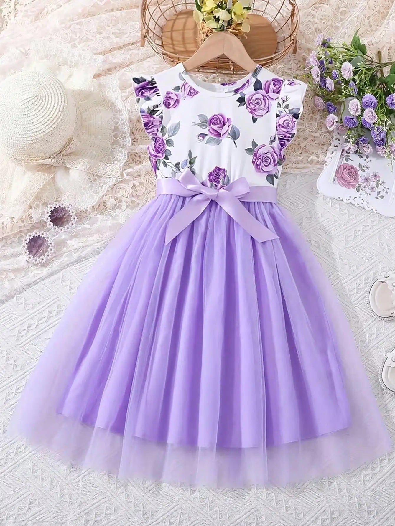 Zomerjurk met print en speelse vlindermouwen