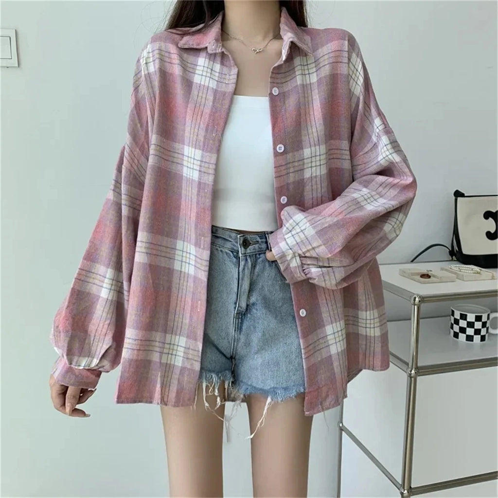 Oversized geruite blouse - afbeelding 12