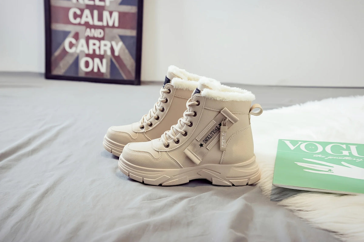 Gevoerde veterboots met plateauzool - afbeelding 17