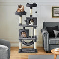 62,5 inch kattenkrabpaal met platform, hangmat en kattenhuis