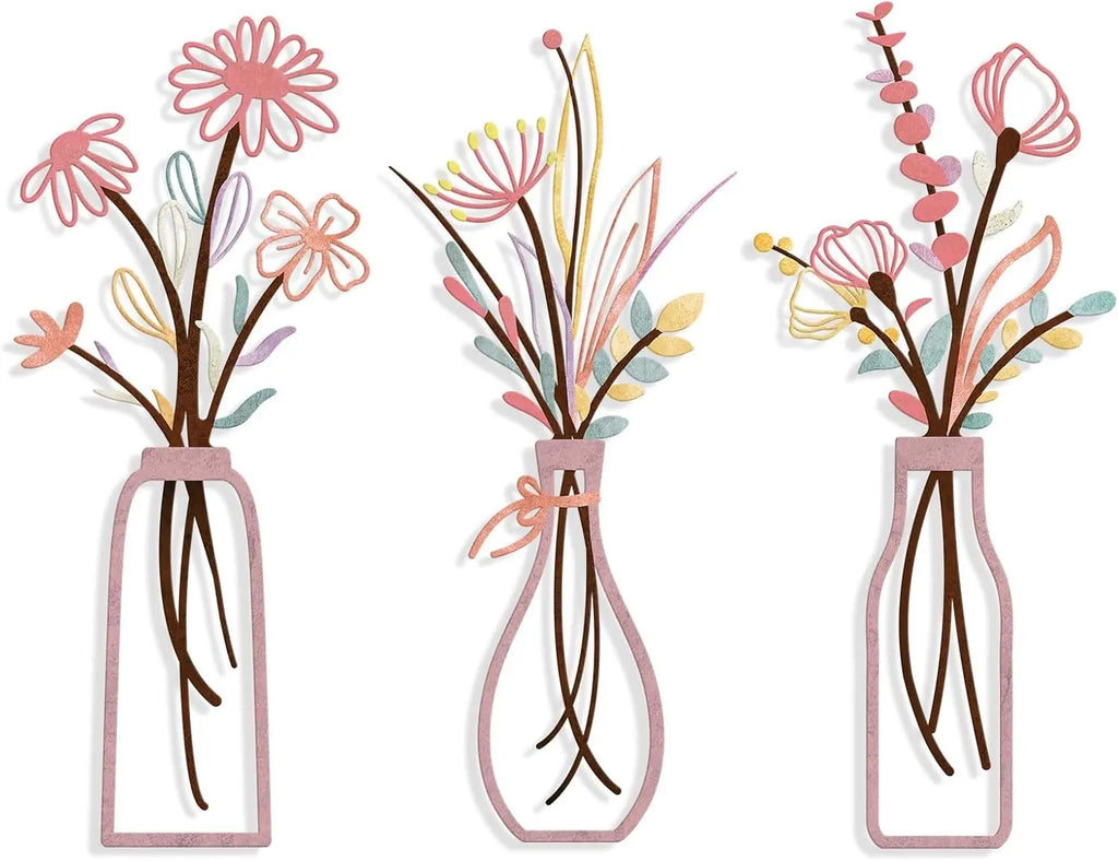 3-delige metalen bloemen wanddecoratie