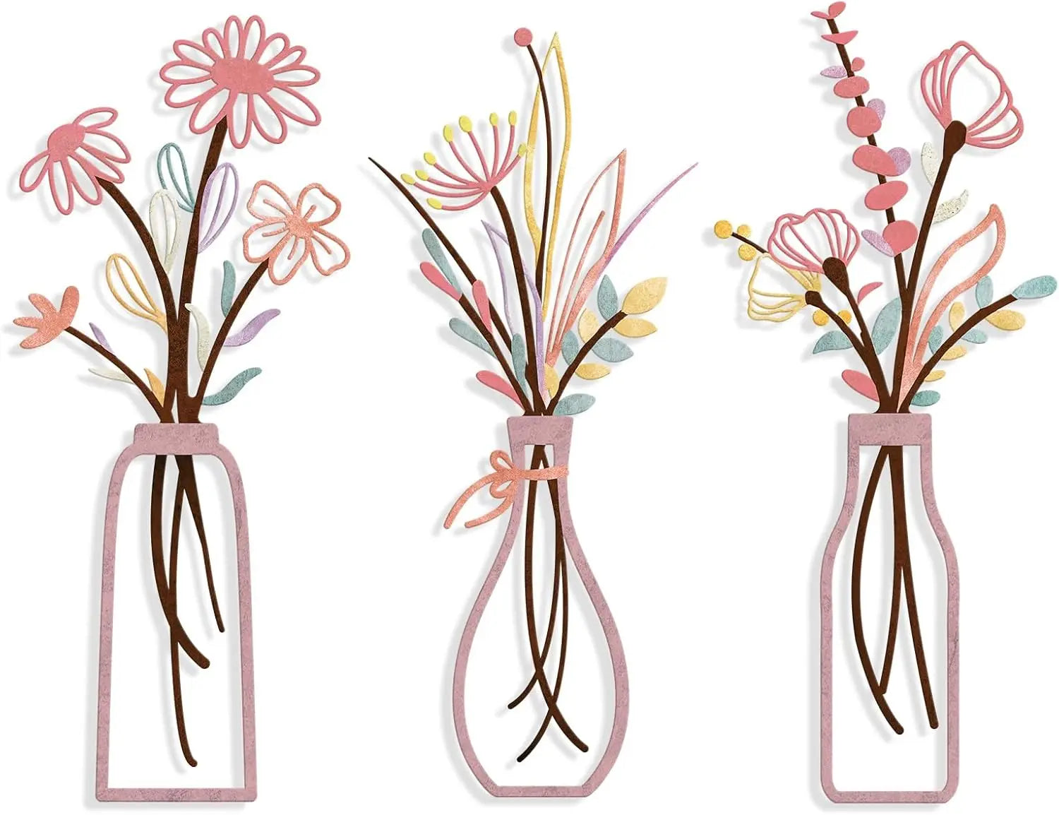 3-delige metalen bloemen wanddecoratie