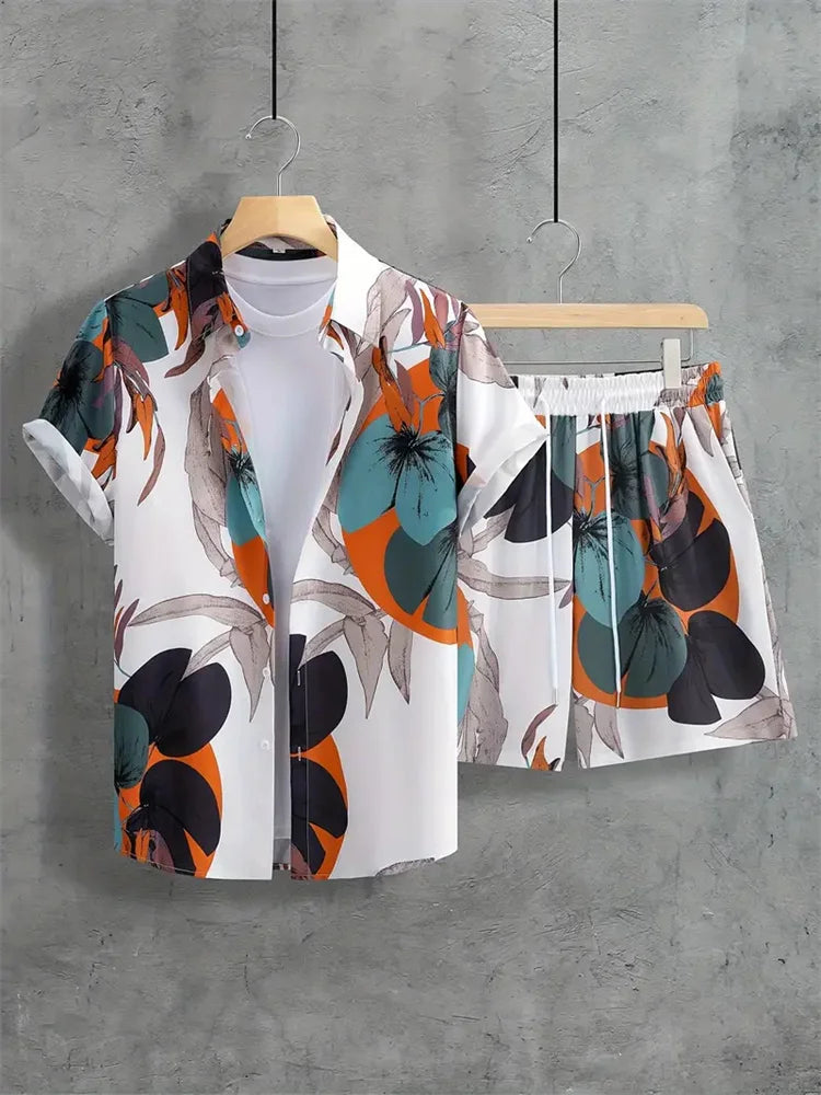 Hawaiiaanse heren 2-delige set met bladprint