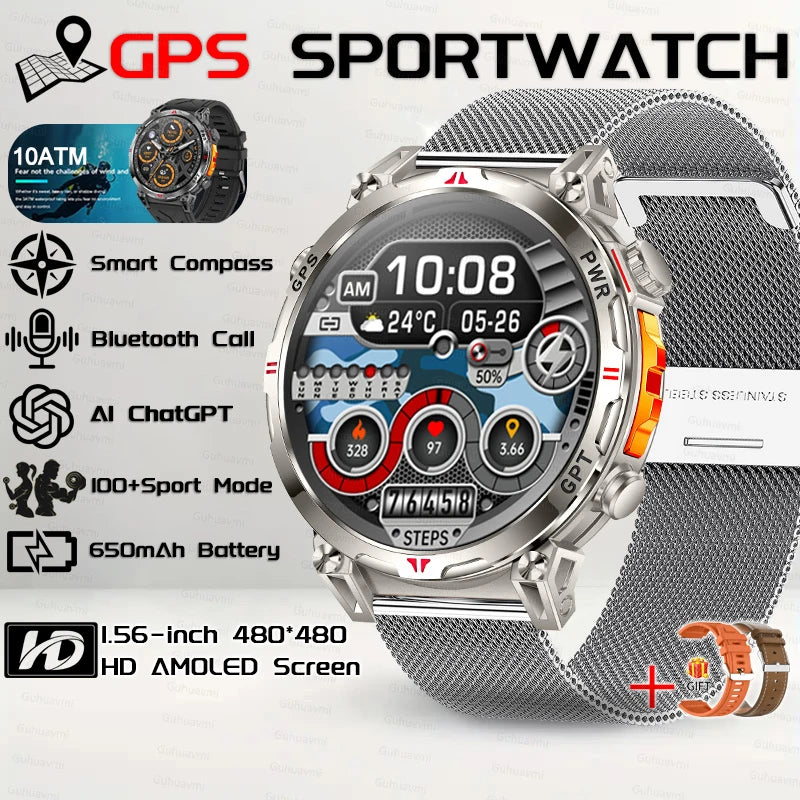 Outdoor GPS Sports Smartwatch voor heren