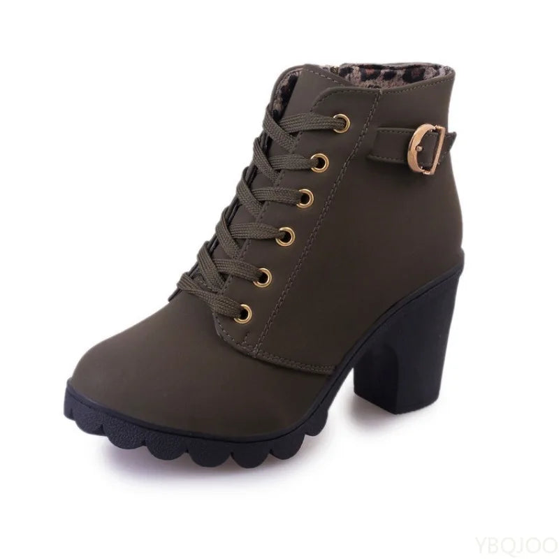 Veterboots met blokhak - afbeelding 3
